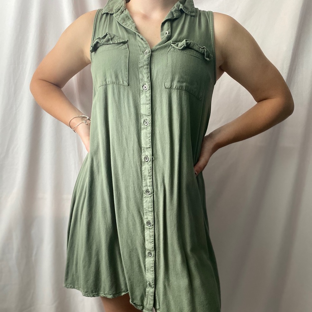Green button down dress
